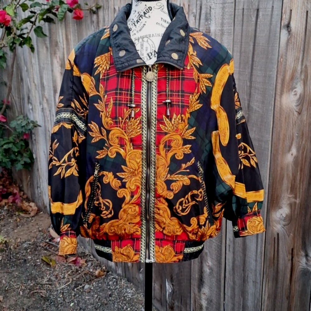 Vintage Jacket Gallery Sport Gold Baroque 90s Art Women Small